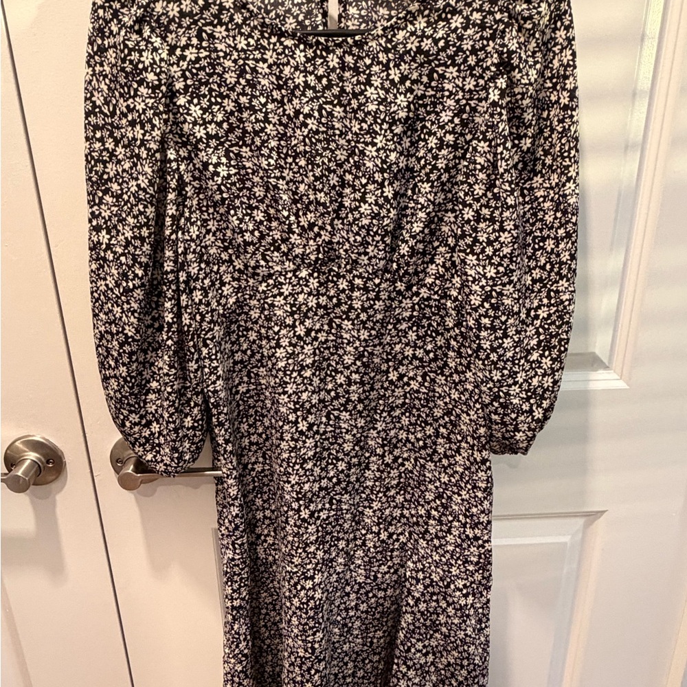 Good Luck Gem Black and White Floral Long Sleeve Dress
